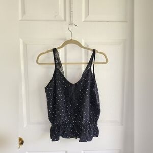Celmia Collection Black and white Polka dot and Lace Cami Size XL